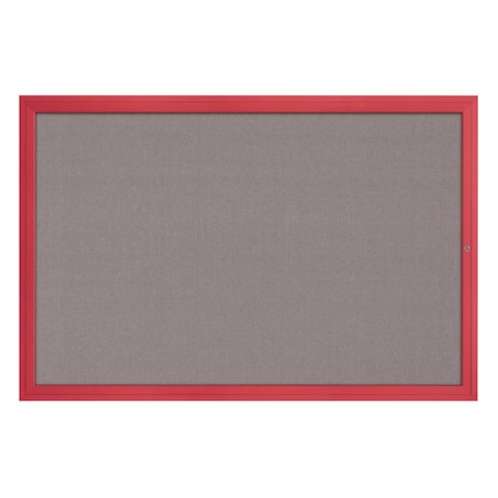 Hinge-less Radius Corkboard, 24x36, Satin Alum Frame/Cloud